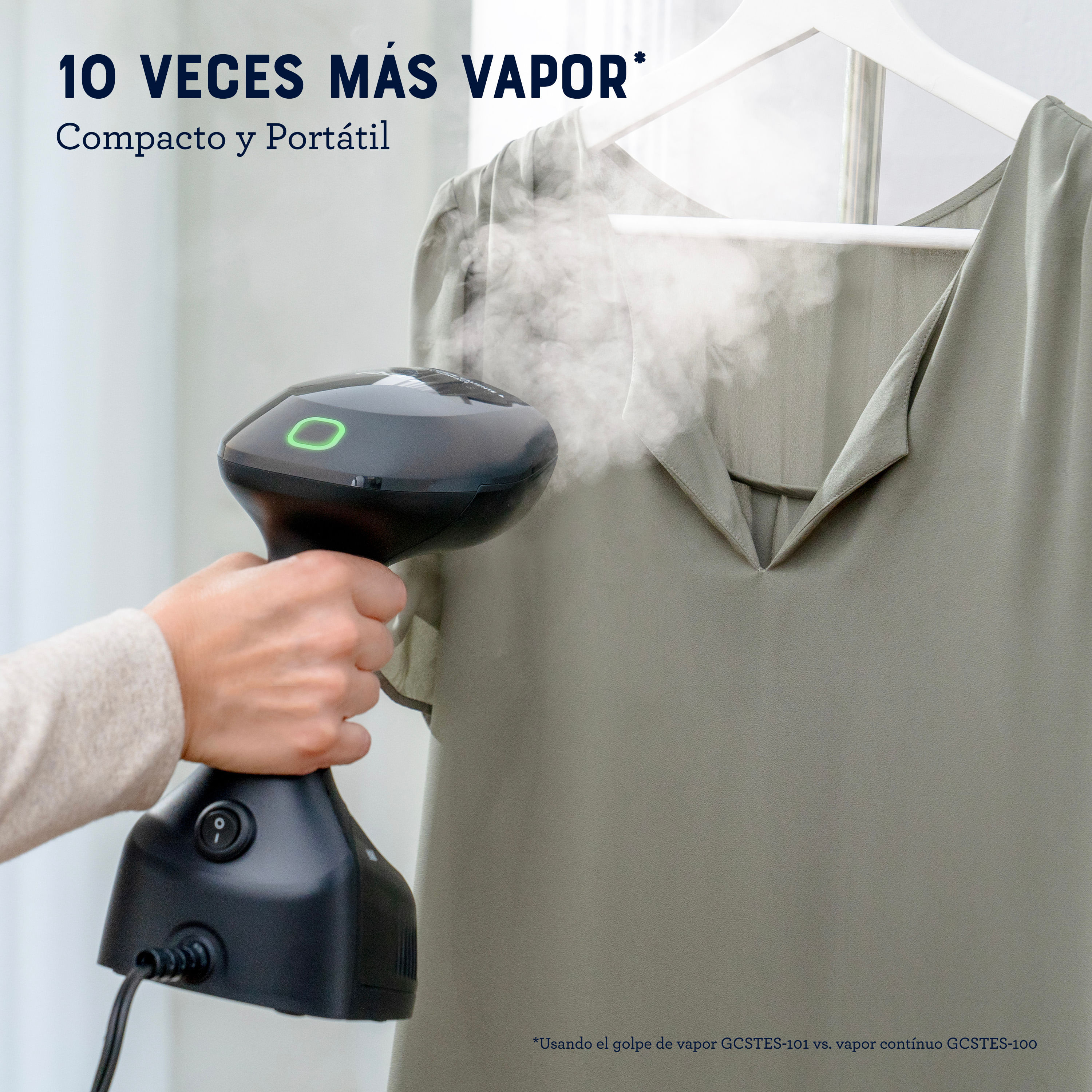 Vaporizador de Telas Portátil Oster®, con Cable de 2,5 mts, Capacidad de 240 ml, Negro, GCSTES101